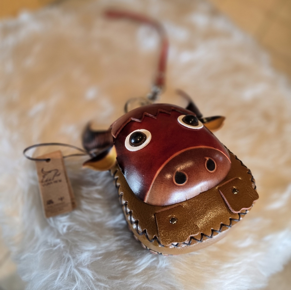 Brown Leather Kids Animal Bag